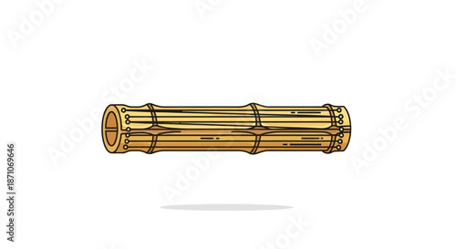 Golden Bamboo Section: A Detailed Cylindrical Segment Illustration.