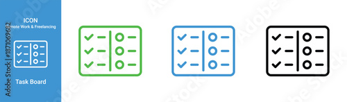 task board checklist icon set for project management productivity and planning ui