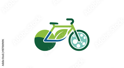 Eco-friendly green bicycle logo with leaf design symbolizing sustainable transport.