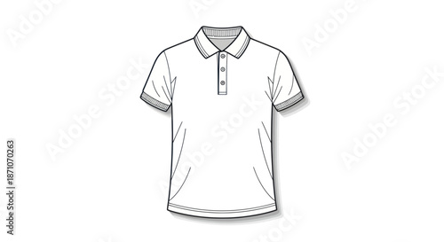 Clean Line Art Illustration of a Classic White Polo Shirt.
