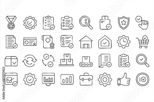 Quality Control and Approval Line Icons for Compliance Management UI