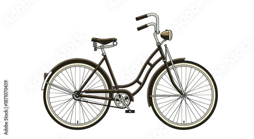 Classic Black Bicycle with Chrome Accents and Vintage Headlight.