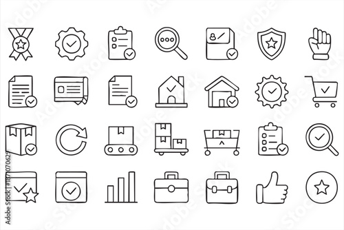 Verification and Inspection Line Icons for Governance Systems