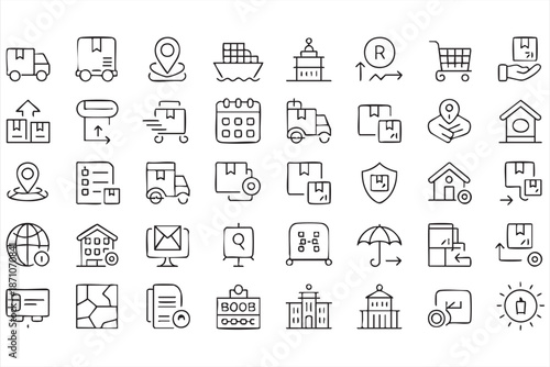 Shipping and Logistics Line Icons for Ecommerce Fulfillment Dashboards