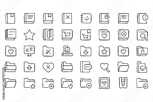 Ebook and File Organization Icons for Knowledge Base Interfaces
