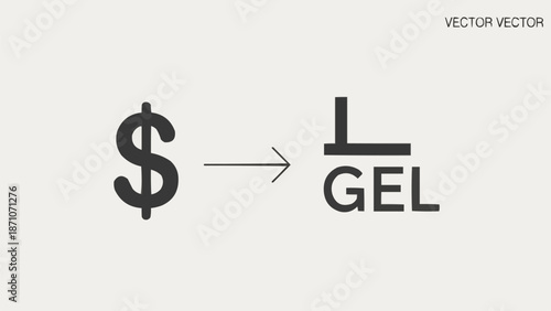 Dollar to Georgian Lari Currency Exchange Symbol.