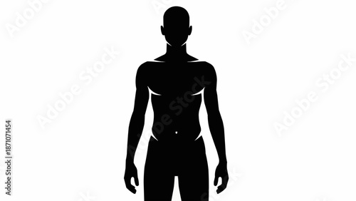 Silhouette of a human body standing against a white background.