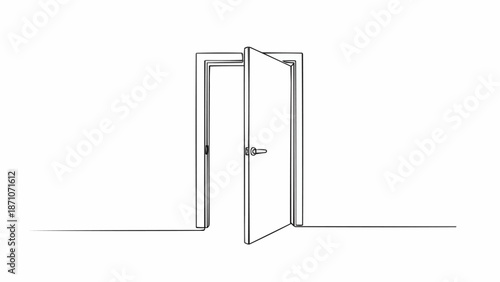 Open Doorway with a Partially Open Door and a Closed Door.