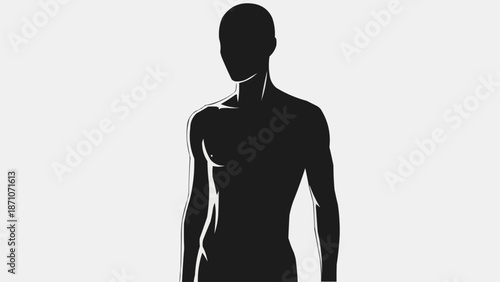 Silhouette of a Muscular Man Standing Confidently.
