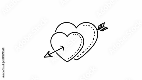 Two Hearts Pierced by an Arrow Symbolizing Love.