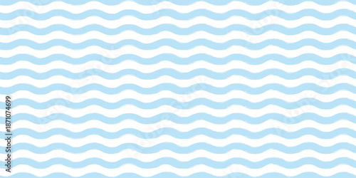 Blue seamless pattern of water waves. Hand-drawn vector nautical background with watercolor stripes, sea swirls, and grunge texture for nautical designs, fabric printing, wallpaper, and packaging