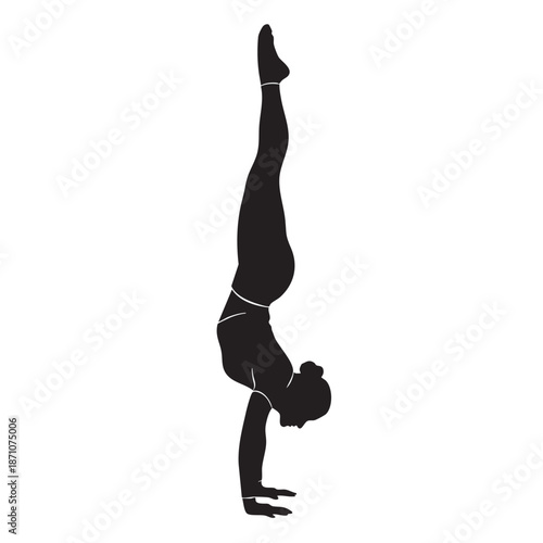 Woman Handstand Yoga Pose Silhouette Isolated Vector Illustration for Fitness Studio Branding, Health Websites, or Active Lifestyle Promotional Materials