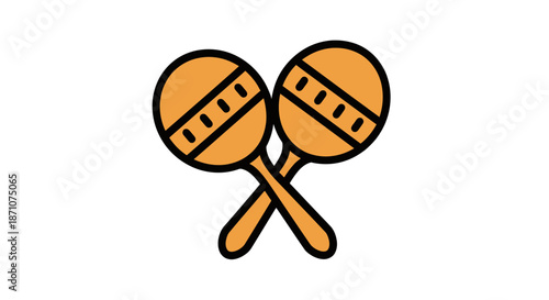 A pair of crossed orange maracas a simple musical instrument illustration.
