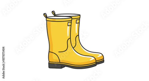 Pair of Yellow Rubber Rain Boots for Outdoor Activities.