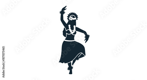 Silhouette of a Dancing Woman in Traditional Attire.