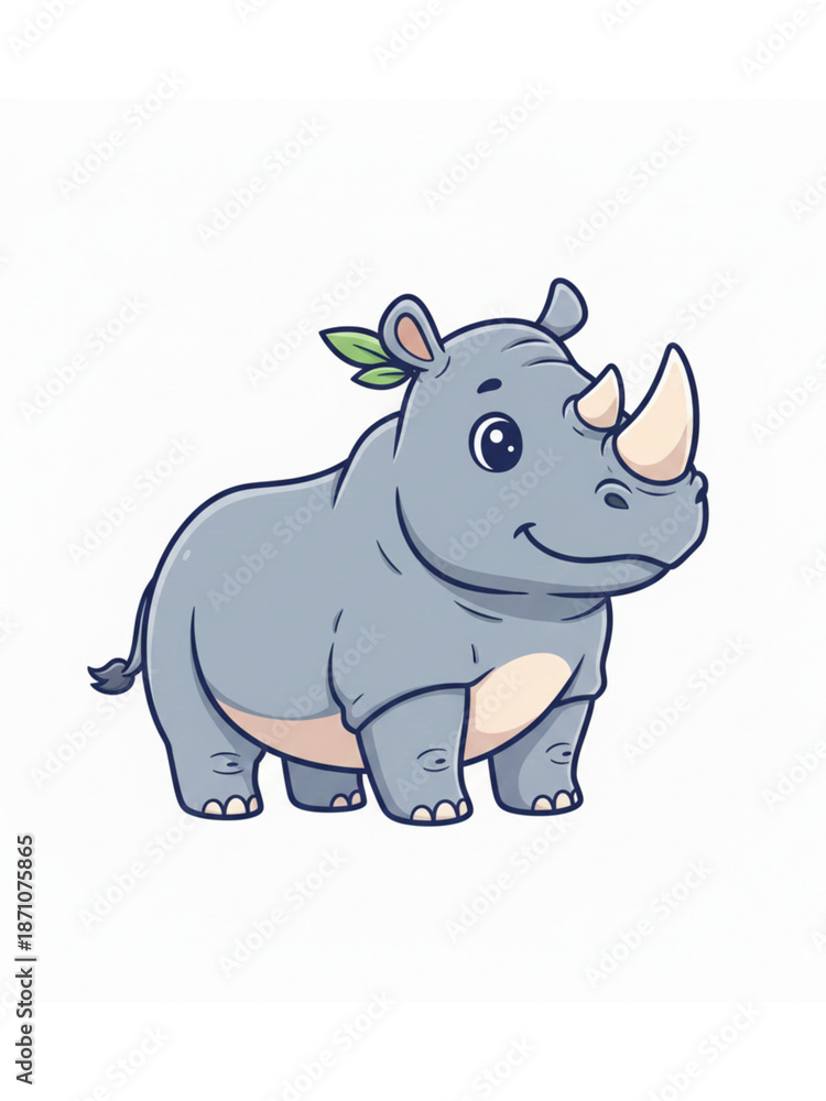Fototapeta premium Cartoon rhinoceros on a white background