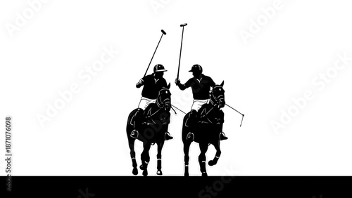 Two Players Compete on Horses in Dynamic Sport Scene