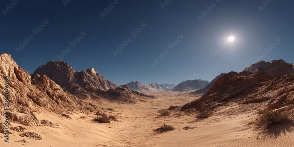 Naklejka premium Desert adventure wadi rum hdr panorama landscape daylight