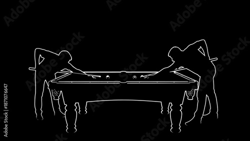 Two Players Intently Focused at a Billiards Table