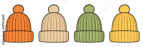 Hat Collection Winter Fashion Cartoon Vector Illustration Set, hat, cap, clothing, vector, illustration, protection, headwear, safety, helmet