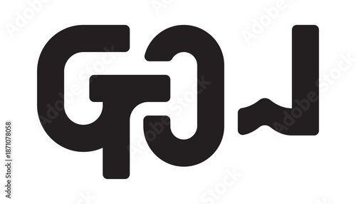 Abstract rounded black GROW typography in minimalist style. Modern fluid lettering design for logos, contemporary art, and creative graphic projects