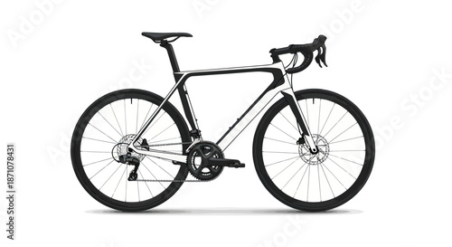 Sleek Black and Silver Road Bike with Disc Brakes.