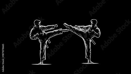 Kickboxing Duel, Graphic Illustration, Dynamic Style