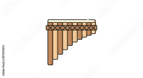 Traditional Wooden Pan Flute Musical Instrument Illustration.