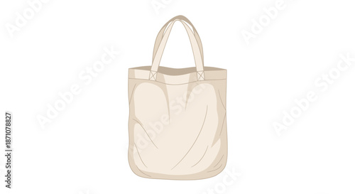 Simple Cream-Colored Canvas Tote Bag with Handles.