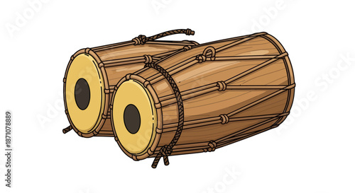 Traditional Indian Wooden Percussion Drums.