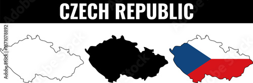 Czech Republic shape set showing outline, filled shape, and flag colors