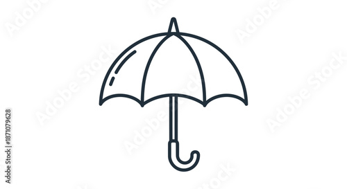 Simple Black Outline Umbrella Icon for Rain Protection.