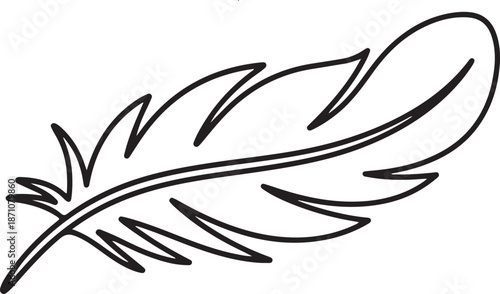 Bird feather continuous one line drawing of bird feather icon Isolated on white background vector illustration, one line Art icon drawing vector