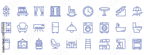 Furniture icon set. Editable line icons. Vector illustration.