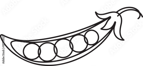 Continuous one line drawing of whole healthy organic pea for harvesting logo identity. one line Art icon drawing vector