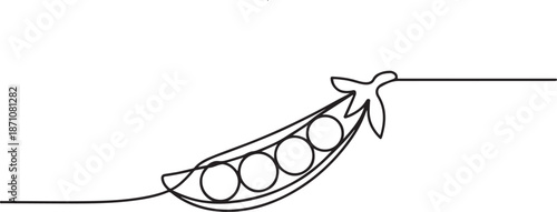 Continuous one line drawing of whole healthy organic pea for harvesting logo identity. one line Art icon drawing vector