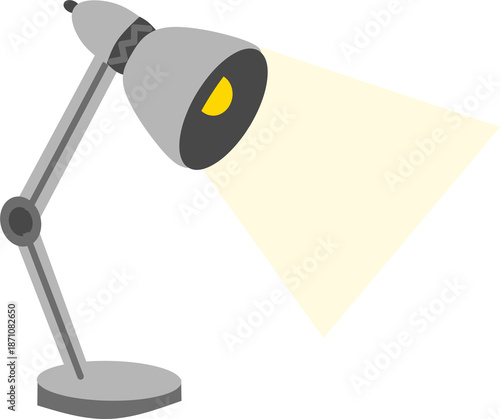 Gray Desk Lamp Emitting Bright Yellow Light