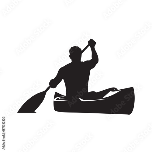 Canoe Paddler Silhouette One Man Kayak Adventure Water Sport Activity