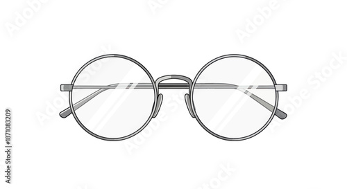 Classic Round Metal Frame Eyeglasses with Clear Lenses.