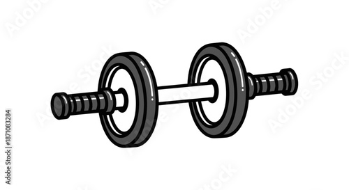 Monochrome Ab Roller Wheel Illustration for Core Strength and Fitness Training.