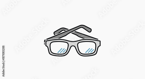 Simple Hand-Drawn Eyeglasses with Clear Lenses.