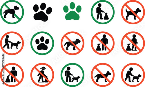 Dog Related Icons and Symbols for Parks and Public Spaces illustration