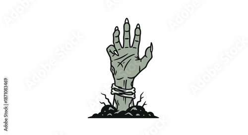 Spooky Zombie Hand Emerging from the Ground with Cracked Earth.