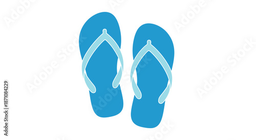Pair of Blue Flip-Flops with White Straps Summer Footwear.