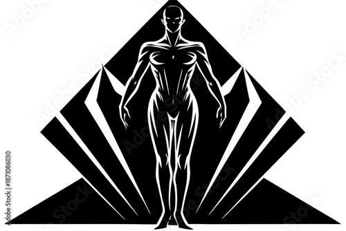 High-Resolution Photorealistic Silhouette of Elegant Figure with Dynamic Shape on Minimal Background