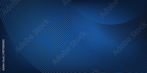 Modern blue abstract background, the look of stainless steel, circular lines on a blue background