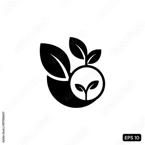 Minimal organic farming greengrocer vector icon for eco branding