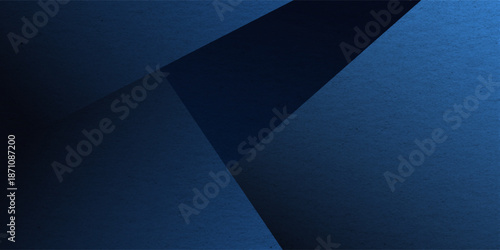 Black dark blue abstract background. Geometric. Line stripe triangle angle corner diagonal 3d. Gradient. Light, shadow.