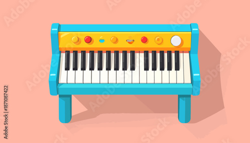 Cartoon Piano Keyboard Musical Instrument Illustration