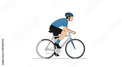 Cyclist in Blue Jersey Riding a Bicycle.